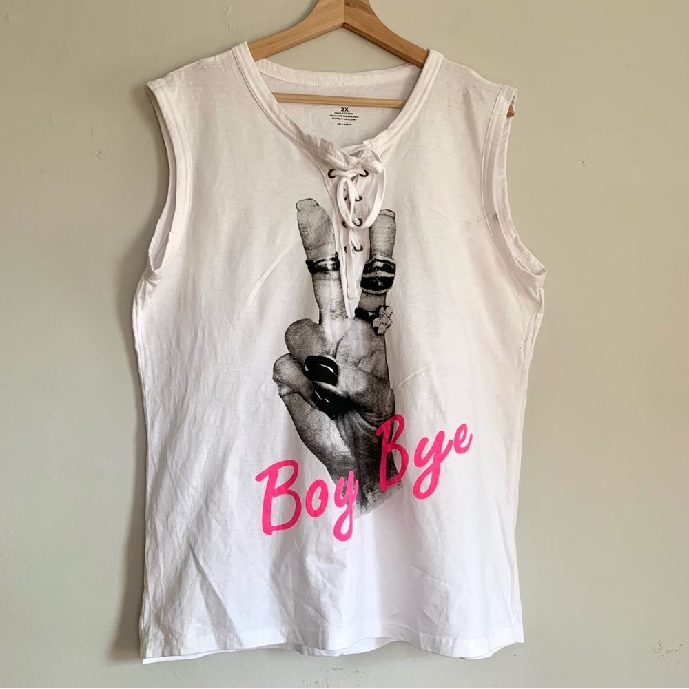 ON FIRE 2X Cotton Sleeveless T-Shirt White